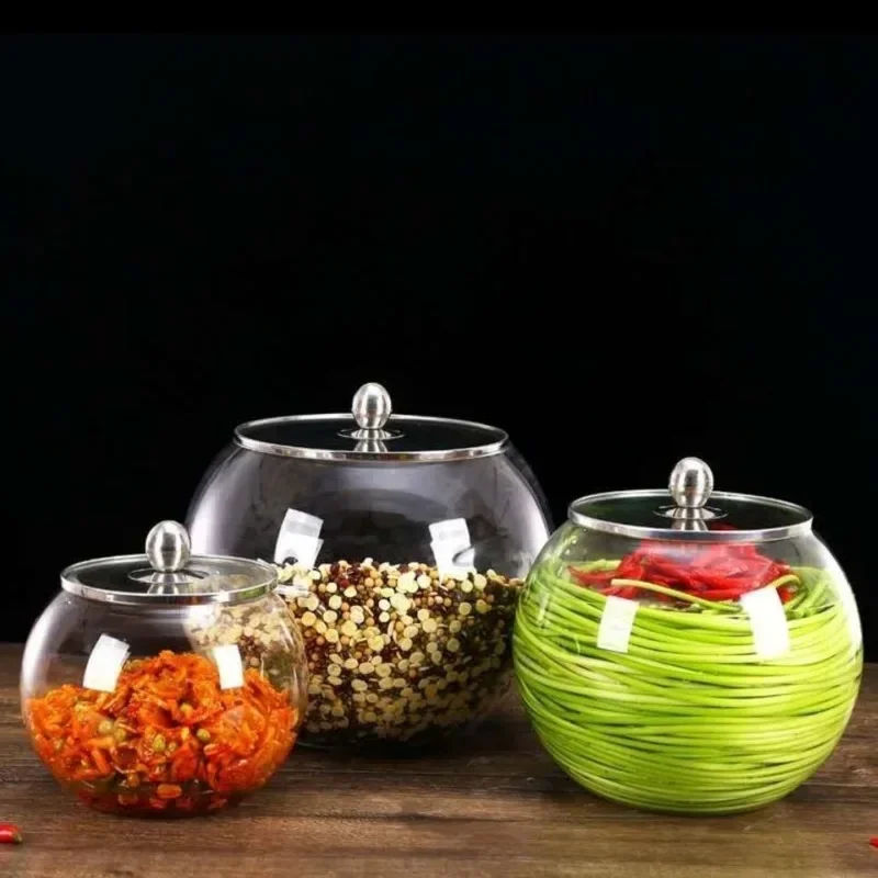 Large Capacity Glass Storage Jars Thickened Pickle Containers Kitchen Storage with Multifunctional Lid Safe Food Preservation