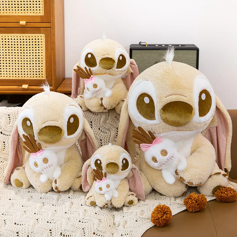 25-60cm Disney Lilo y Stitch juguetes de peluche dibujos animados Anime Kawaii Plushie muñecas doradas almohada suave relleno Navidad niños regalo de cumpleaños