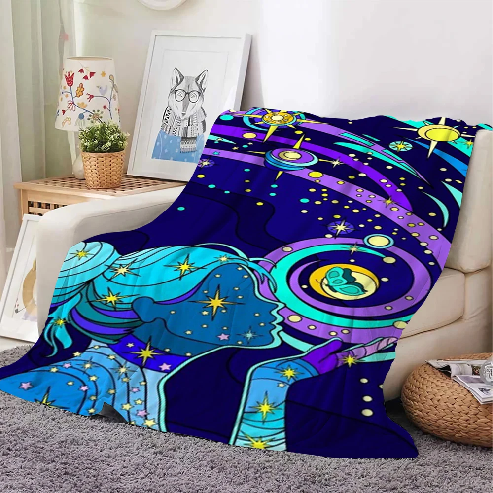 CLOOCL Fashion Flannel Blanket Literary Girl Dream Starry Sky 3D Printed Soft Warm Cover Blanket Aesthetic Home Decor Art Style