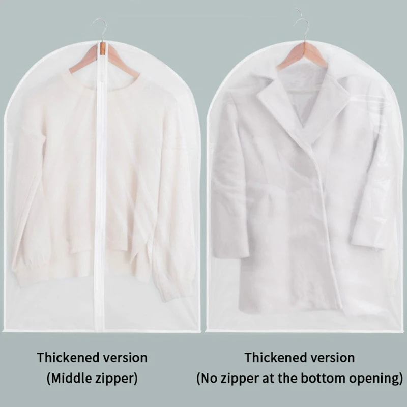 

Thickened Washable Clothes Hanging Dust Cover Cover Suit Coat Transparent Fully Enclosed With Zipper Clothes Storage Bag