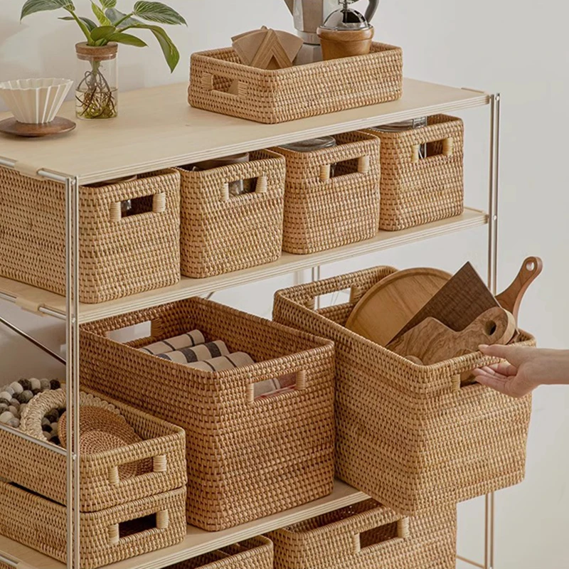 Laundry Rattan Basket, Home Organizer Case, Sundries Storage Baskets, Wardrobe Closet Organizer, Plus Size