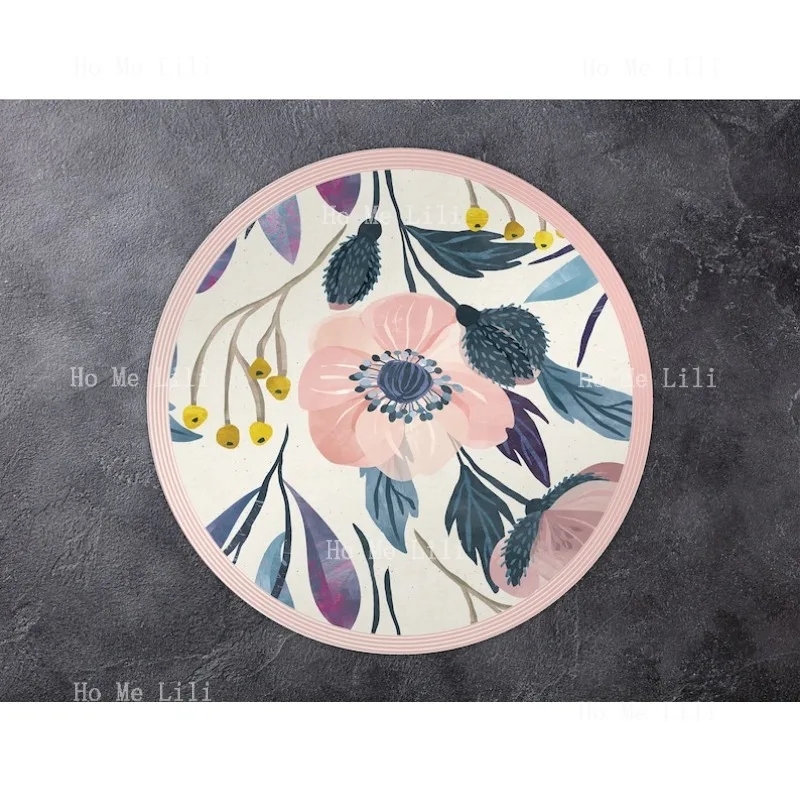 

Erba Flowery круглый розовый и синий виниловый коврик Linoleum коврик кухонные коврики для пола