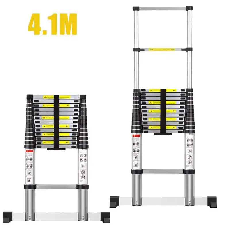 

New 4.1m Stable Foldable Telescopic Aluminum Ladder Multi Purpose Industrial Herringbone Telescopic Straight Ladder Step