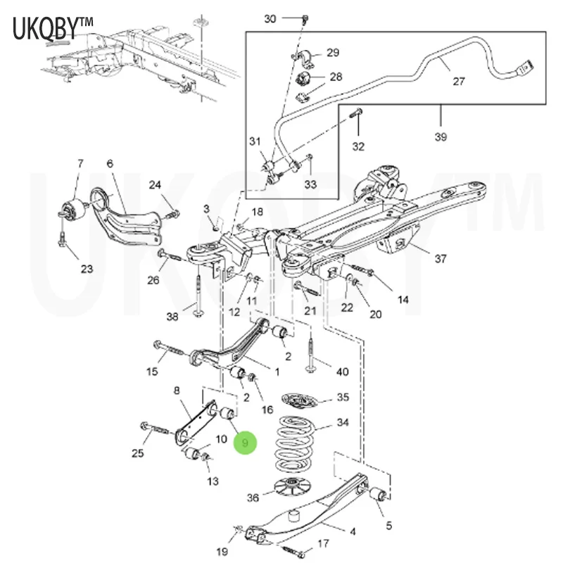 Suitable for 09-15 Bu ic k La Cr o ss e Re ga l Ma li bu rear axle pull rod rubber sleeve 13219173