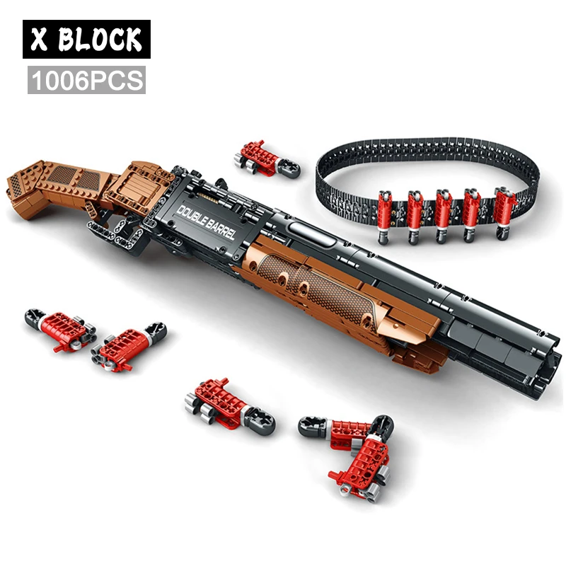 

WW2 Military Double Barrel Shot gun Building Blocks Bricks Model MOC Army Assembled Firearms Weapons Sets Kids Toys Boys Gifts