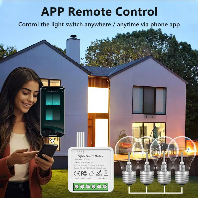 AUBESS Tuya WiFi / ZigBee Mini Smart Switch 1/2/3/4 Gang Support controllo vocale a 2 vie tramite Smart Life APP Alexa Google Home scarn