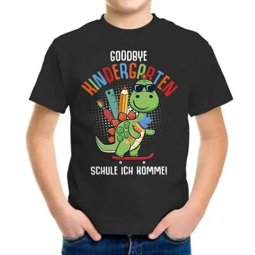 Kinder T-Shirt Jungen Dinosaurier Schulkind Goodbye Kindergarten Geschenk zur