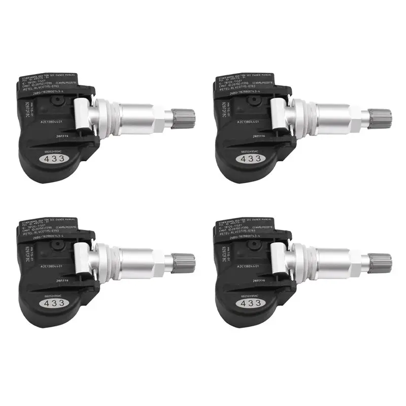 

AS57-For DODGE DURANGO 2018 JEEP GRAND CHEROKEE 2016- 2018 4PCS 433Mhz TPMS TIRE AIR PRESSURE SENSOR 68252495AC 68252495AA