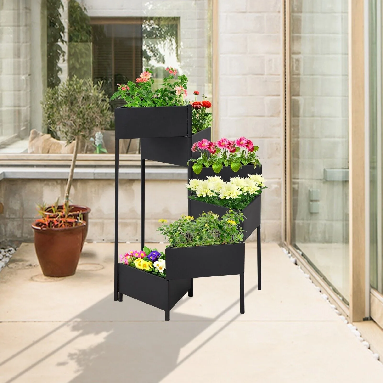 US 6 Tier Vertical Garden Bed Planter Box with Drain Hole Outdoor Indoor-