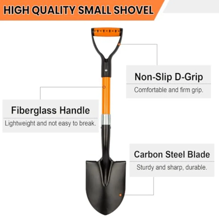 Small Garden Shovel Mini Digging Shovel with Overall Length 28 inches Shovel for Digging, Beach Shovels. Gardening Tools with D
