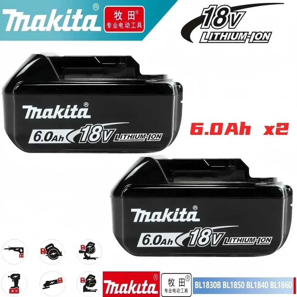 

Genuine Makita 18V Battery 6Ah Rechargeable Power Tools Battery 18V makita with LED Li-ion Replacement LXT BL1860B BL1860 BL1850