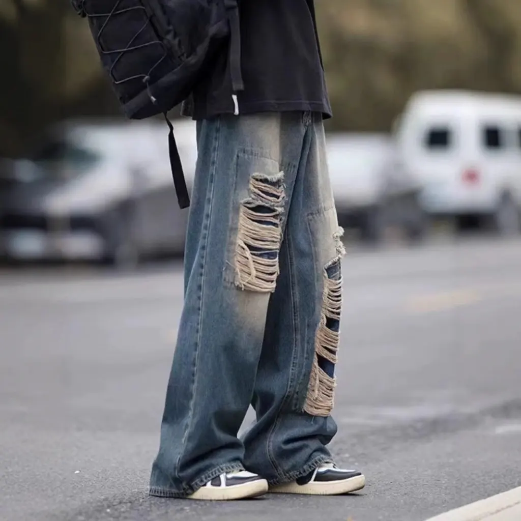 Jean de Style américain rétro pour femmes, ample, jambes larges, droit, décontracté, pantalon tendance, printemps automne, nouvelle collection