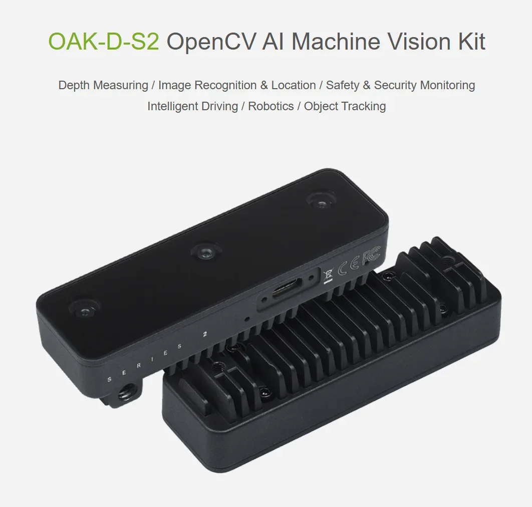 2026 OAK-D-S2 Waveshare 12MP OpenCV AI Machine Vision Kit Depth Measuring Image Recognition Intelligent Driving Object Tracking