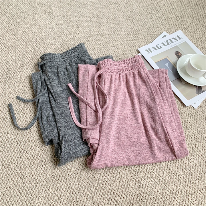Slimming Wide-leg Long Pants, Spring Casual Thin Knitted Pant For Summer