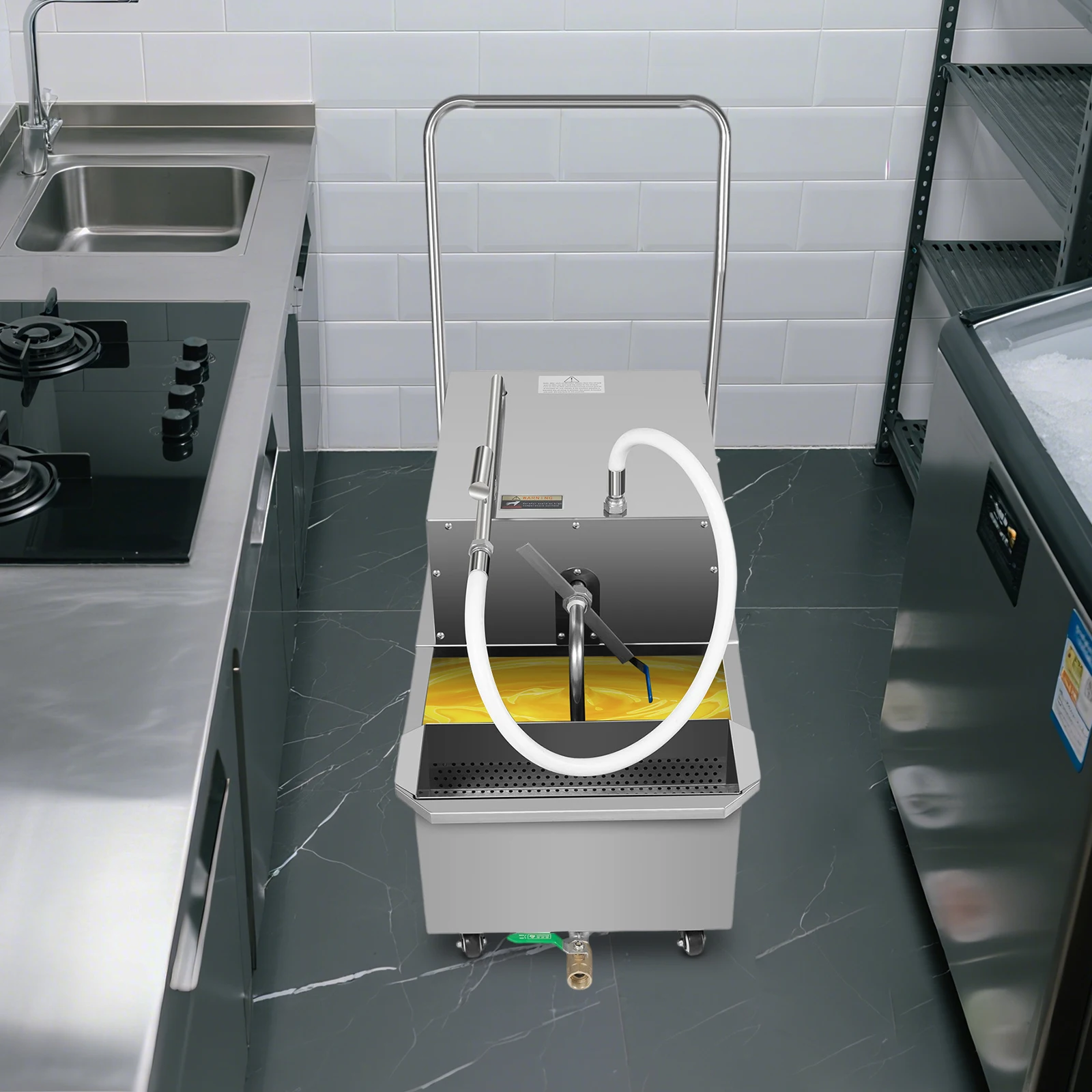 

55л коммерческая тележка для наполнителя масла, сепаратор грузовика, система фильтрации растительного масла, 110 В, 550 Вт, фритюрница из нержавеющей стали, фильтрующая машина