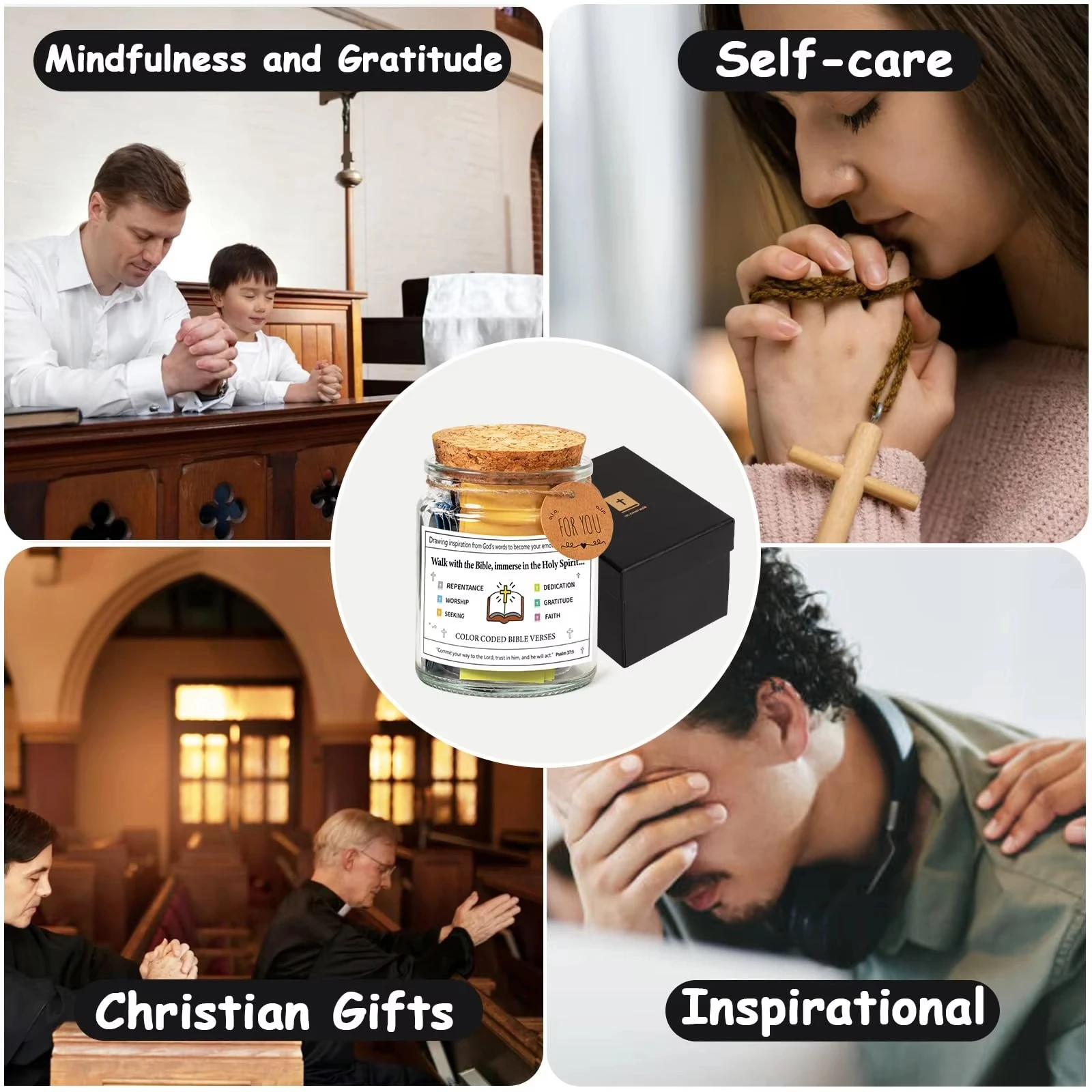 Bible Verses Jar for Emotions and Feelings with Coloring Bible Verse God\'s encouragement Christian gift for women and men