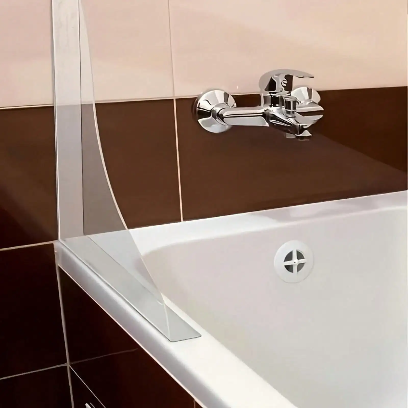 2 Pack Large Self Adhesive Shower Splash Guard No Drill Corner Water Barrier Detachable Repositionable Waterproof Surface Easy Wipe Clean Bathtub Shower Stall Water Shield For Household Rental Apartment Bathroom Wet Dry Separation Decor Gift
