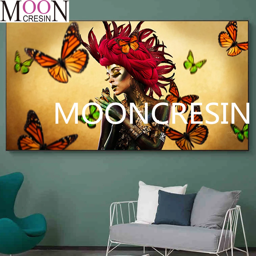 

5D Diy Diamond Painting Cross Stitch Beauty Butterfly Mosaic Embroidery Full Square Round Drill Home Decor Rhinestones 40x80cm