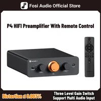 Preamplificador HiFi Fosi Audio P4: 3 entradas RCA, EQ/Bypass, amplificadores operacionales intercambiables, control de tono de agudos y graves para sistemas audiófilos