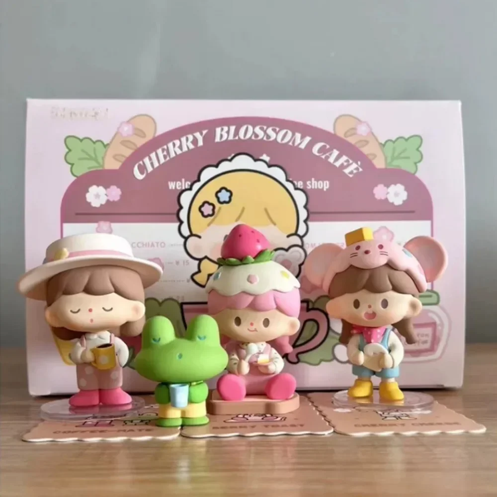 Cherry Blossom Cafe Series Blind Box Dolls Cute Tide Play Theme with Various Flowers Includes Hidden Model Ornaments Dolls Girls