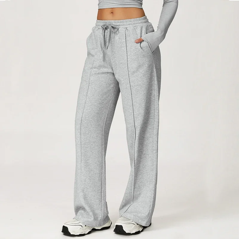 

VITALINOVO Womens Wide Leg Sweatpants High Waisted Baggy Pants Drawstring Athletic Joggers Teen Girls Straight Leg Running Pants