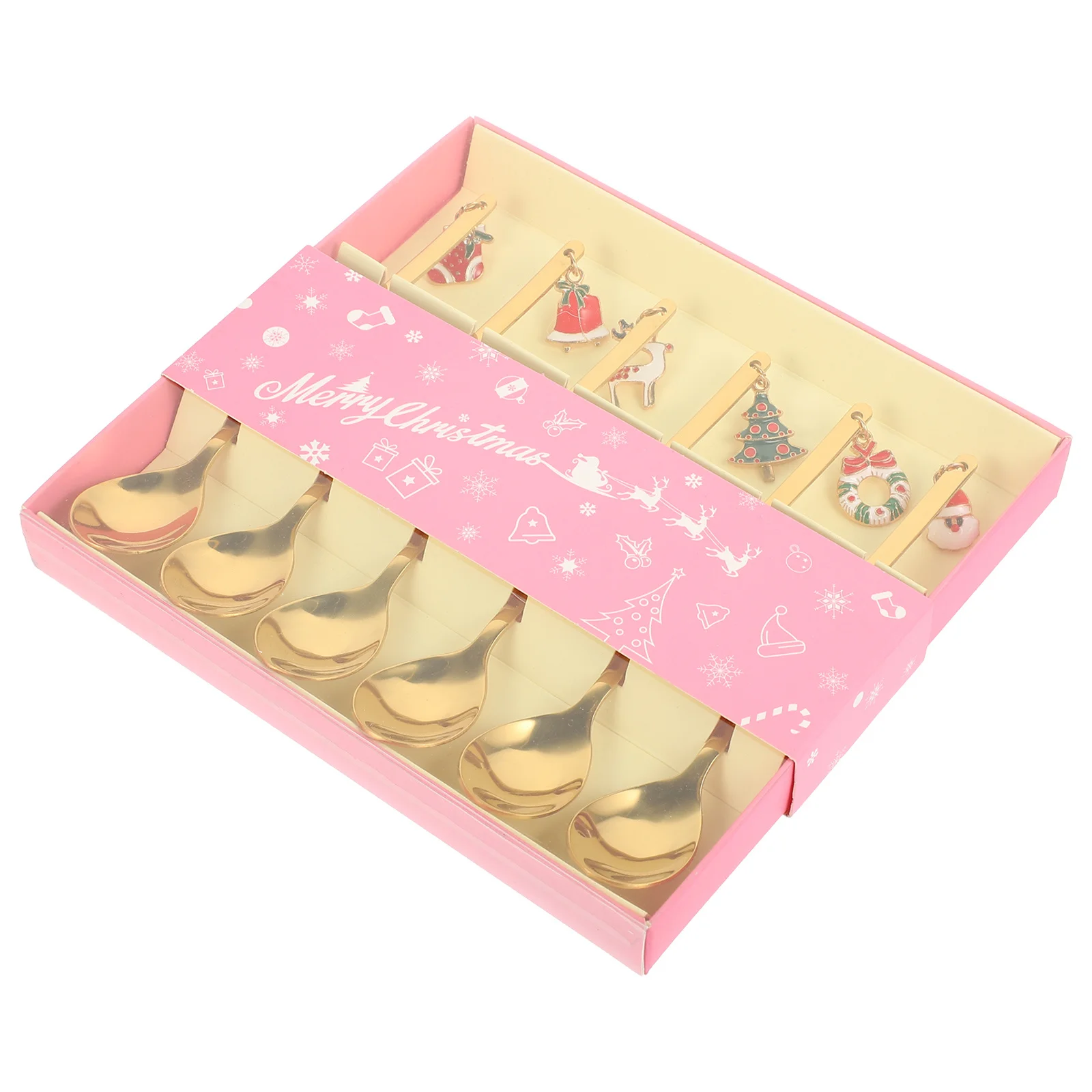 

1Set Christmas Themed Coffee Dessert Spoon Stainless Steel Multipurpose Scoops for Party Ice Cream Cake Stirring Portable