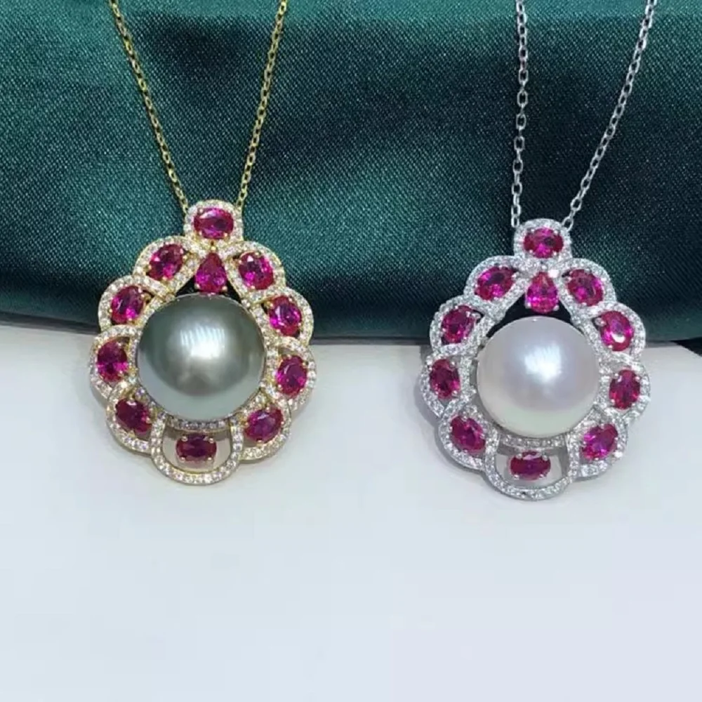 Beautiful Pearl Pendant AAAA 11-12mm Natural South Sea Round Pearl Pendant Necklace 925s18 inch