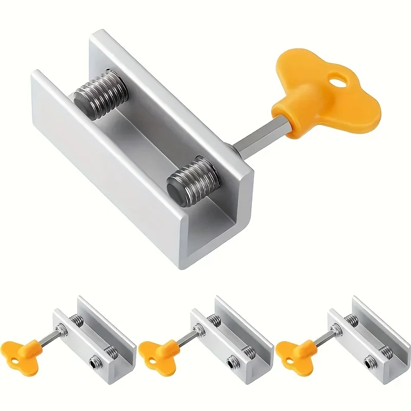 Sliding Window Locks Adjustable Security Window Lock Window Stoppers Aluminum with Key Childproof Safety Window Lock Clamps