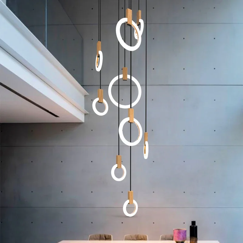 Imagem -03 - Lustres Led de Estilo Nórdico para Sala de Jantar Luminária Suspensa Mesas de Alimentos Luzes Pendentes da Escadaria Decoração do Lar