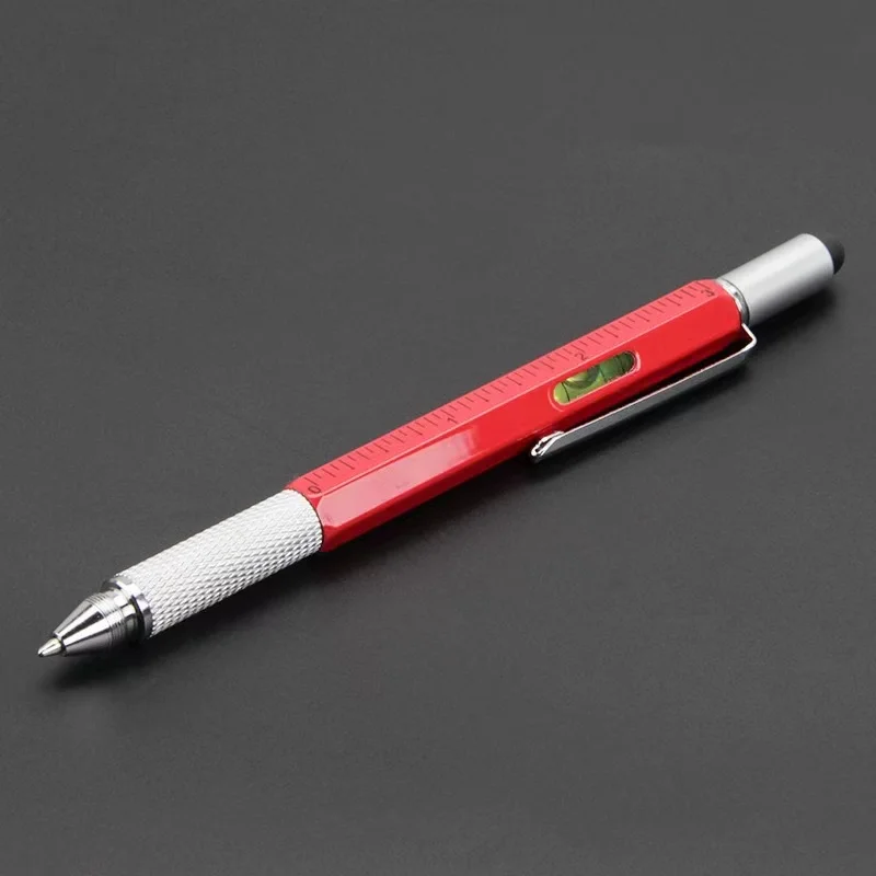 7-in-1 multifunctionele pen Touchscreen Stylus Capacitieve pen met schroevendraaier Liniaal Levelgauge Hervulbare balpenpotloodtool - afbeelding 1