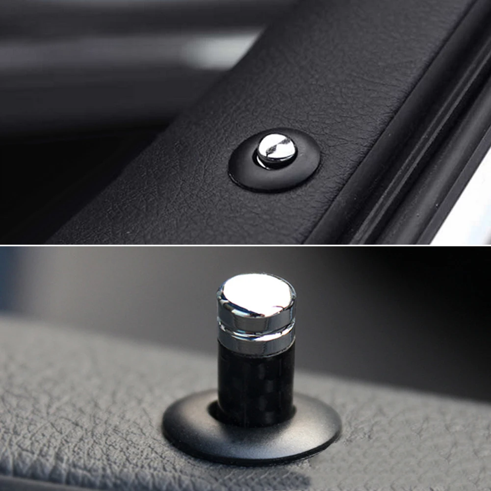 4Pcs Car Door Lock Pin Cover Door Bolt Decorative Cap Carbon Fiber For BMW E46 E90 E60 E39 F30 F10 E36 F20 G30 G20 G05 Parts