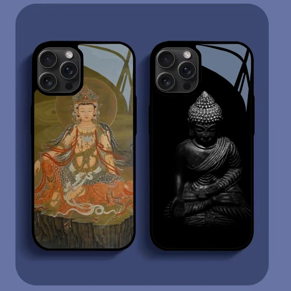 Buddhism Buddha Statue Gautama Om Hamsa Zen Phone Case For iPhone16 15 14 13 12 11 Pro Xs Max Mini XR X 7 8 Plus luxury Mirror H