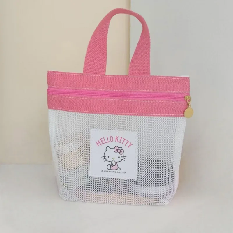 

Hello Kitty Makeup Bag Handheld Travel Mesh Storage Toy Tote Bag Cute Cartoon Washroom Area Furniture Supplies Women Accessories