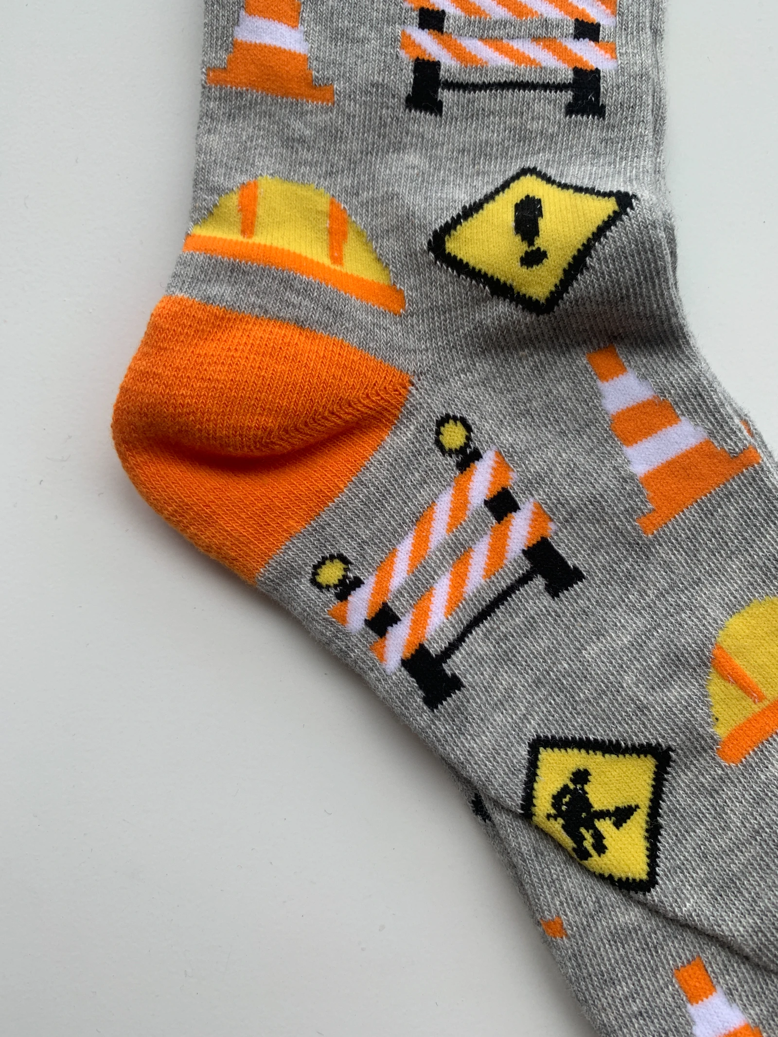 CHAOZHU 1 Pair Grey Safety Signs For Construction Workers On Construction Sites Cool Cartoon Funny Socks Skateboard