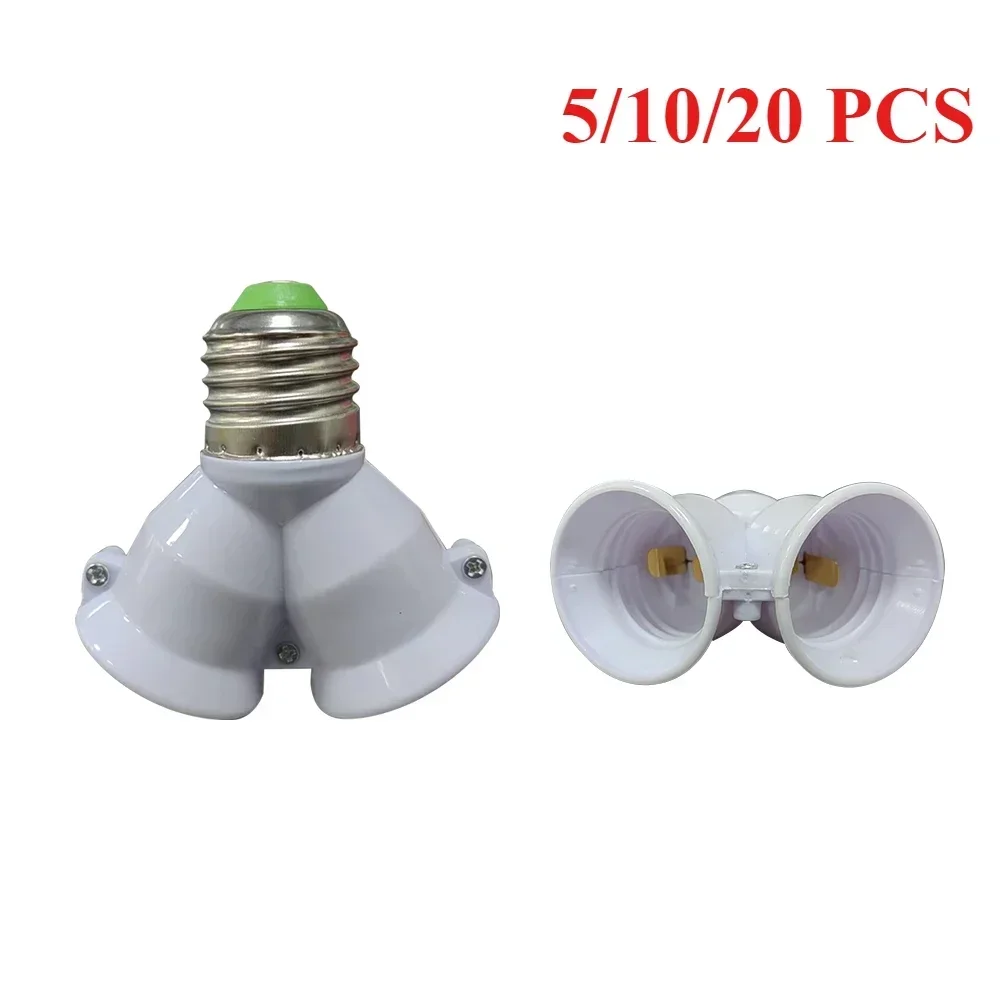 5/10/20PCS Screw E27 Socket Bulb Holder LED Base Lamp Bulb Socket E27 To 2-E27 Splitter Adapter Lamp Holder Lighting Accessories