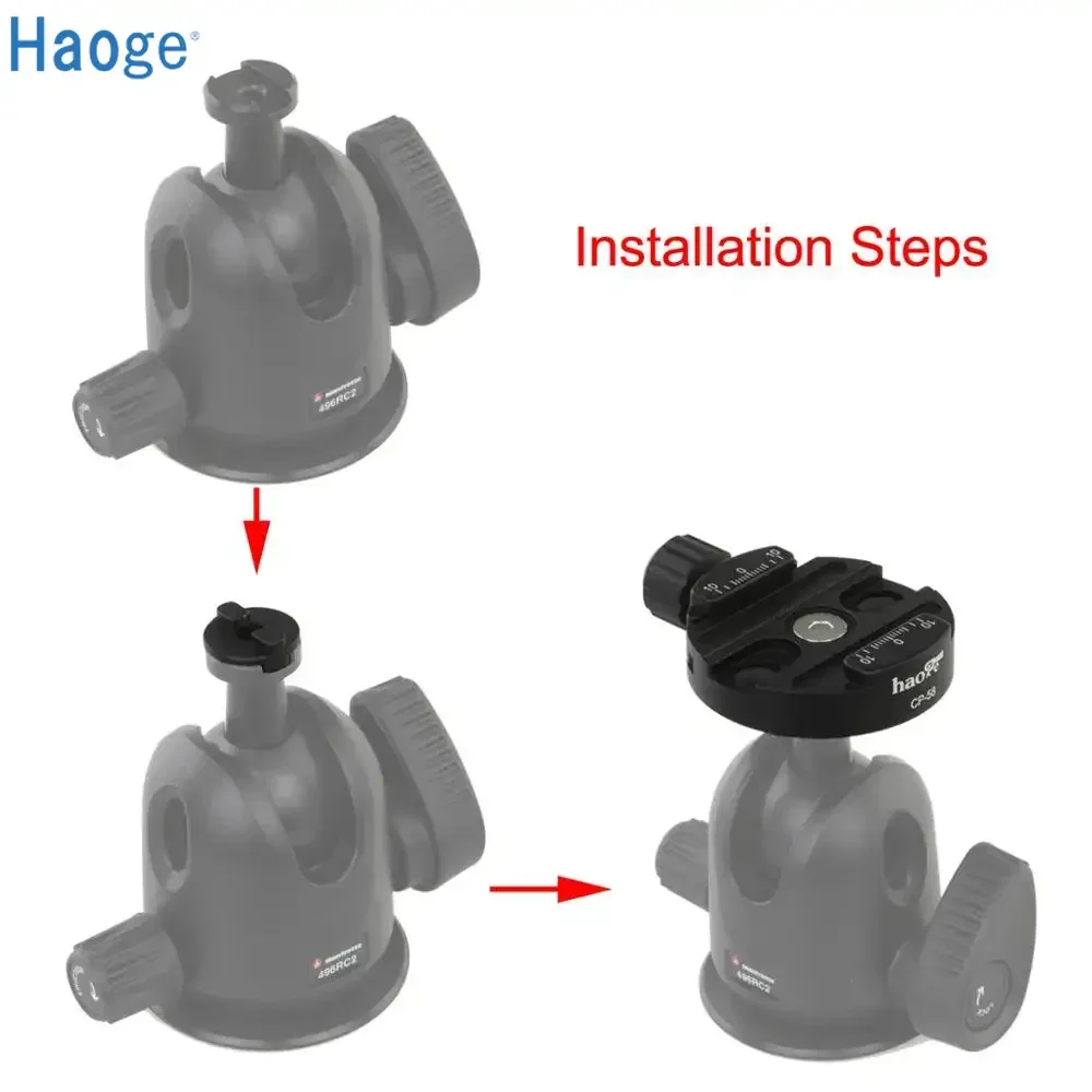 

Haoge Combo Boss Adapter with 58mm Arca-Swiss-Compatible Quick Release Clamp for Manfrotto Tripod Ball Head Clamp Replacement