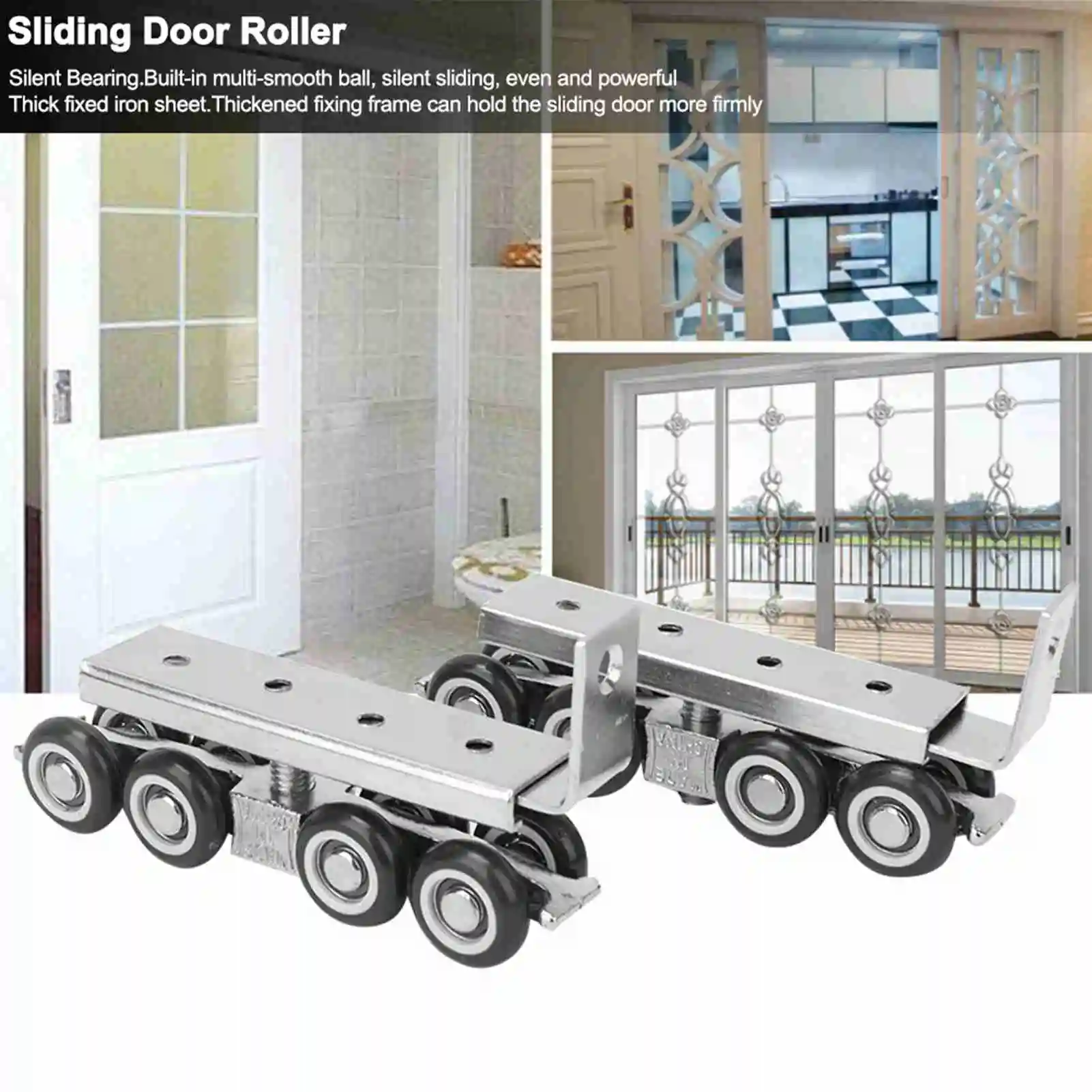 1 Pair 8 Wheels Sliding Door Rollers Hardware Hanging Wheels Silent Rail Wheel