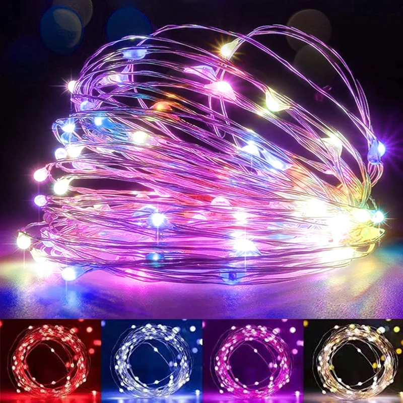 Рождественская сказочная медная проволока венок 10/20/30 м 300LEDs батарея/USB источник питания свадебное украшение комнатное украшение в эстетике