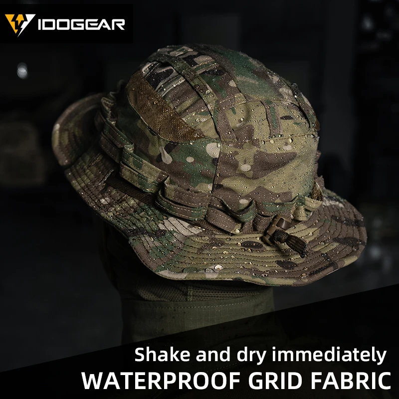 IDOGEAR التكتيكية Boonie قبعة الغابة قبعات للحماية من الشمس قابل للتعديل تنفس واسعة حافة قبعة لصيد الأسماك 3623