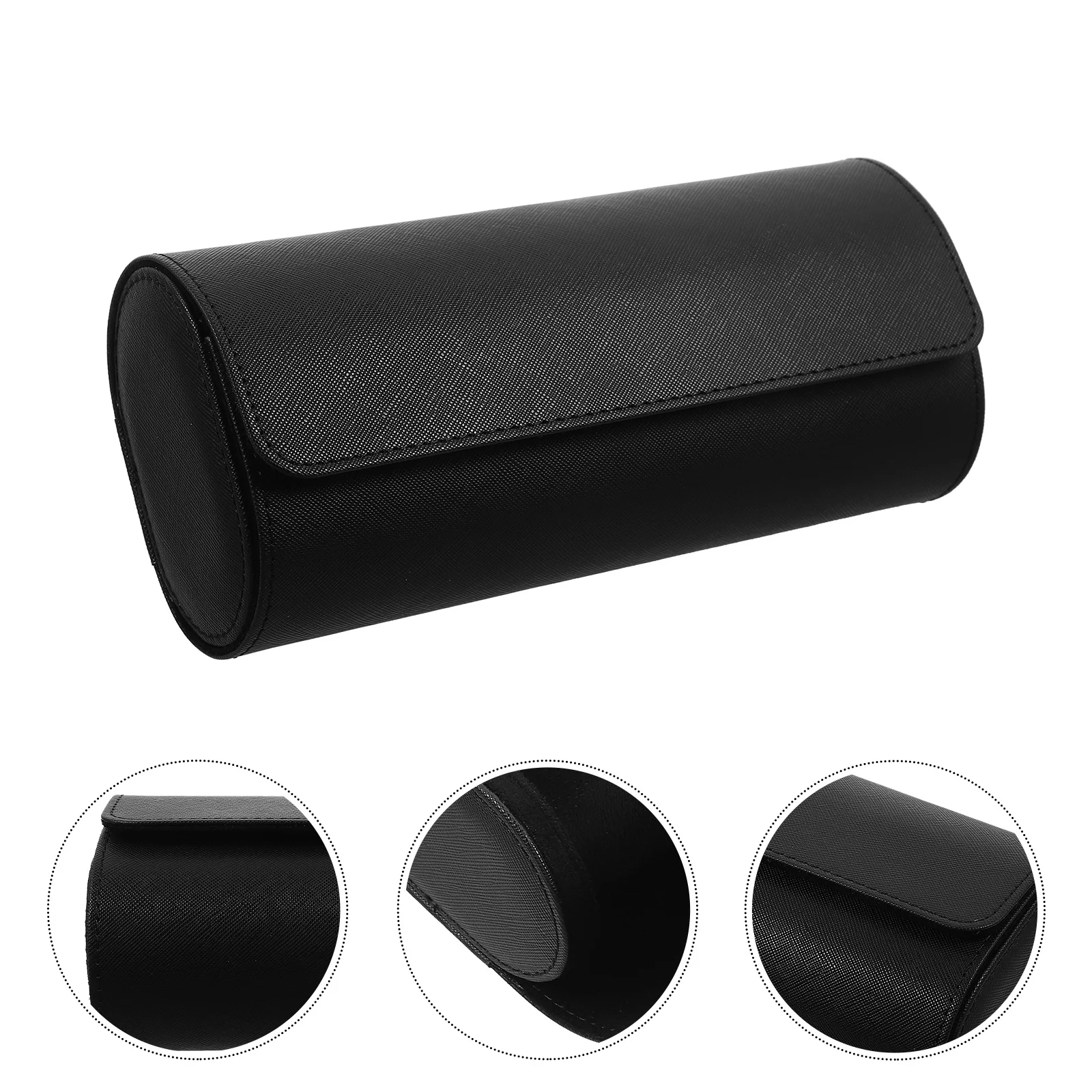 

1pc 3 Slots Box Pu Round Portable Storage Organizer For Travel Jewelry Gift Packaging Holder Round Case Portable Watch