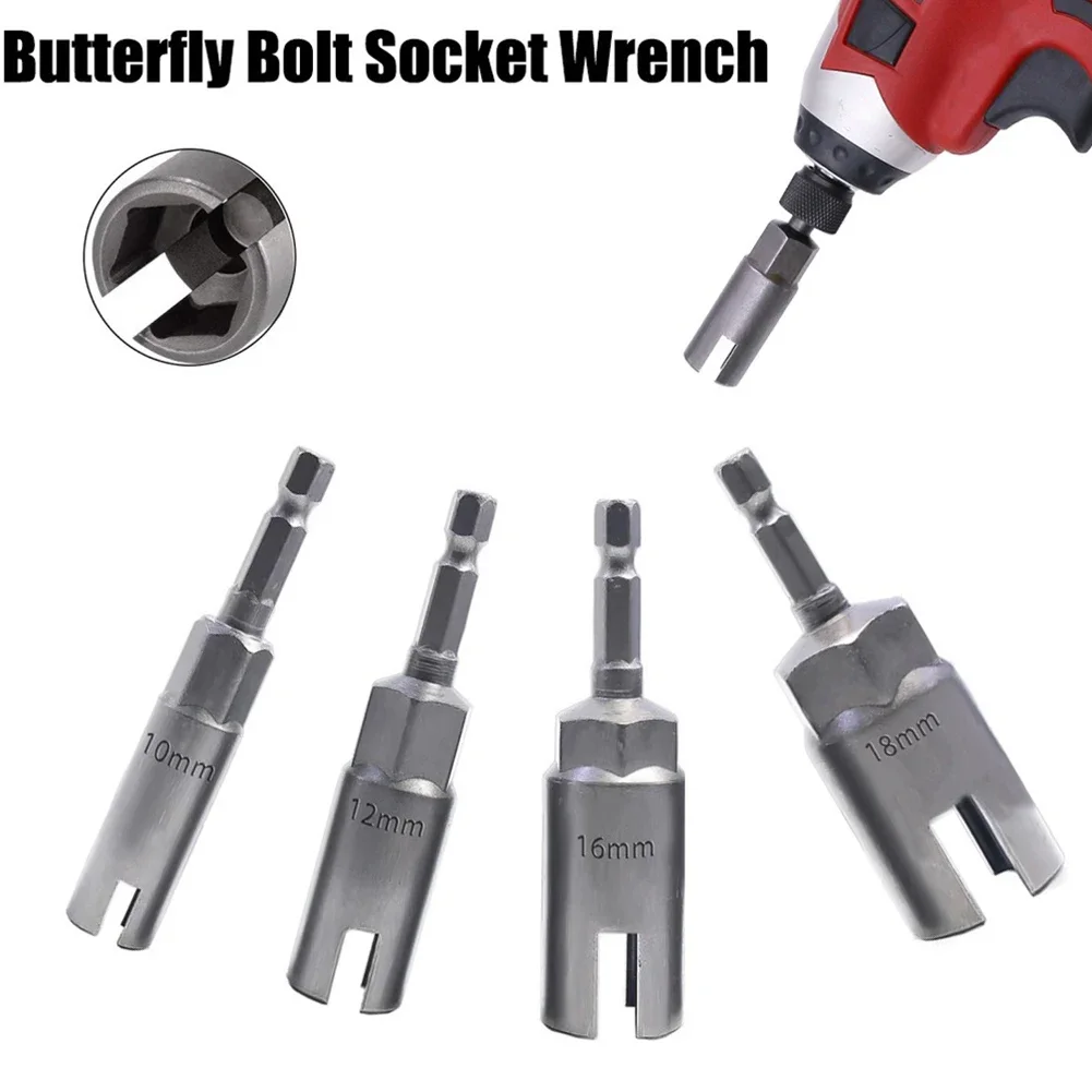 

4pcs Butterfly Bolt Socket Wrench Hexagonal Handle Screwdriver Socket Adapter Electric Tools H10 H12 H16 H18 Socket Wrench