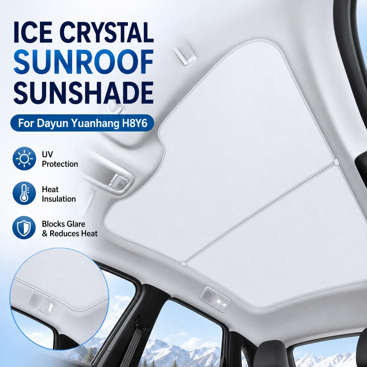 1Pcs Colorful Ice Crystal Sunroof Sunshade UV Protection Heat Insulation For Dayun Yuanhang H8Y6 Car Interior Accessory
