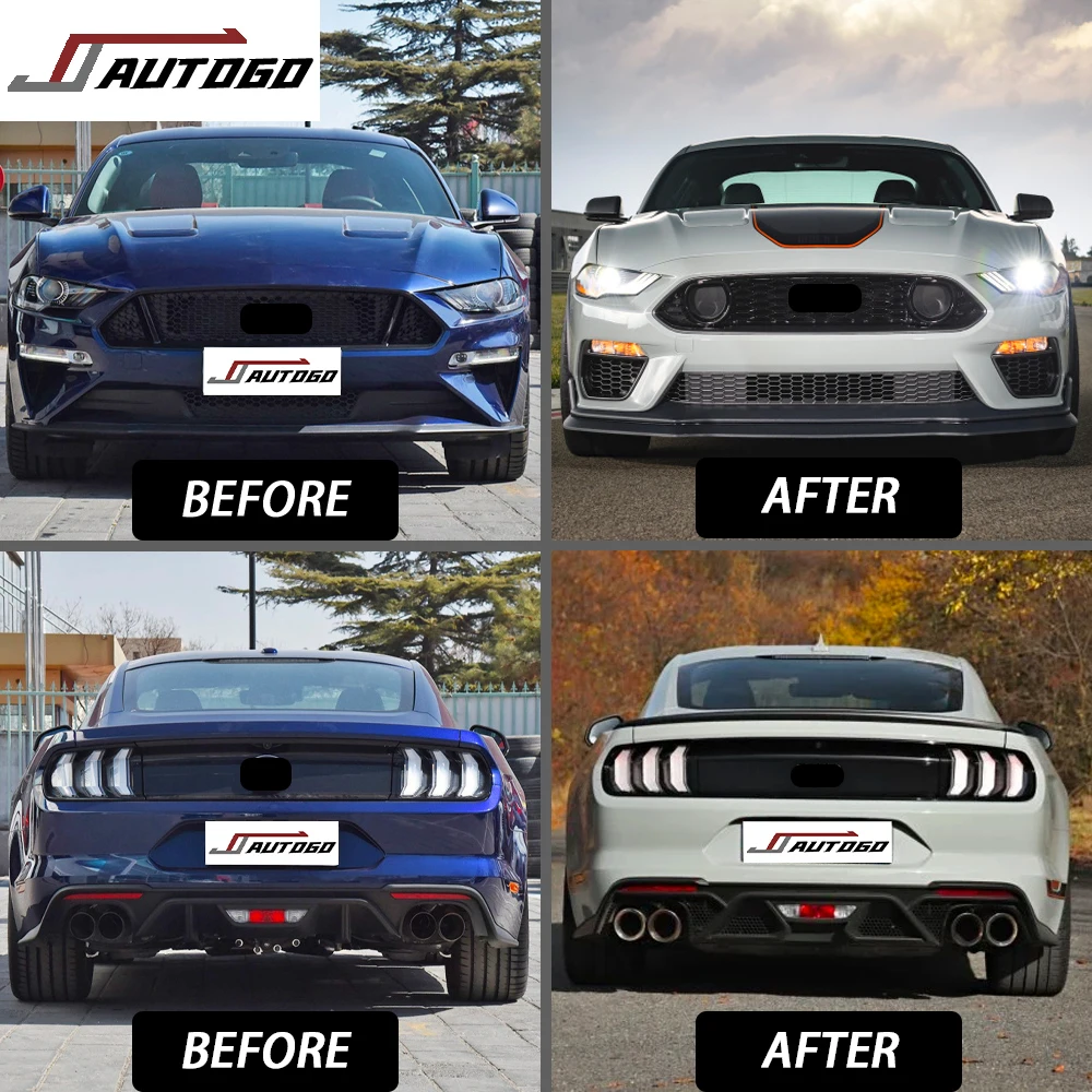 Auto Modification Conversion Body Kit For Ford Mustang 2018-2022 Update to Sport Racing Mach 1 Style Front+Rear Bumper+Grille