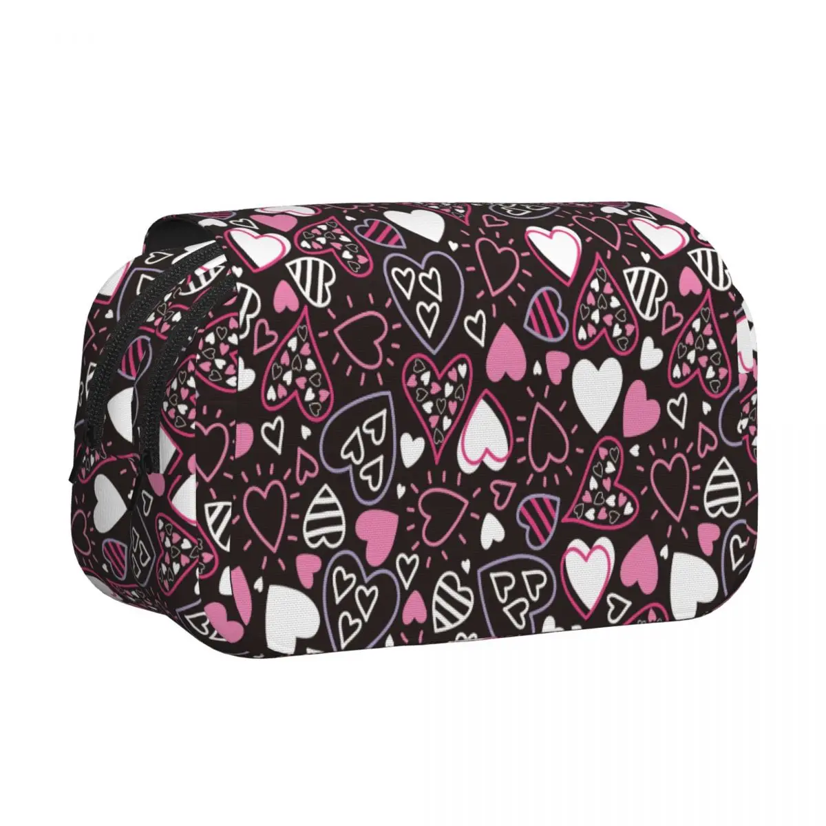 

Double Clamshell Pen Case Heart Pattern Pencil Pouch Pen Box for Student Bags Office Zipper Accessories