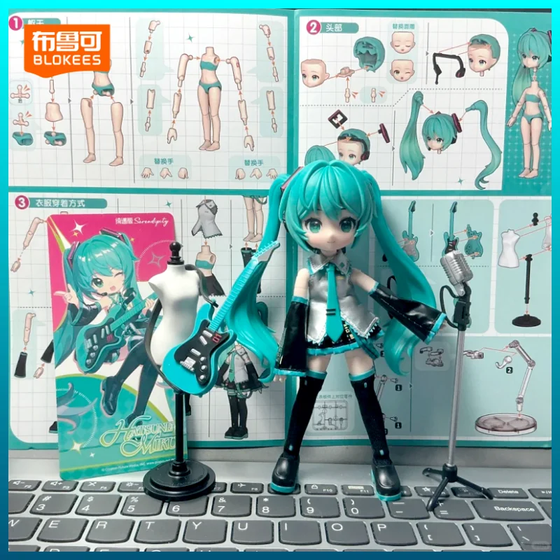 

New Original Blokees Hatsune Miku Qiyu Edition Version Cute Anime Action Figure Decortion Assemble Model Collection Toy Gifts