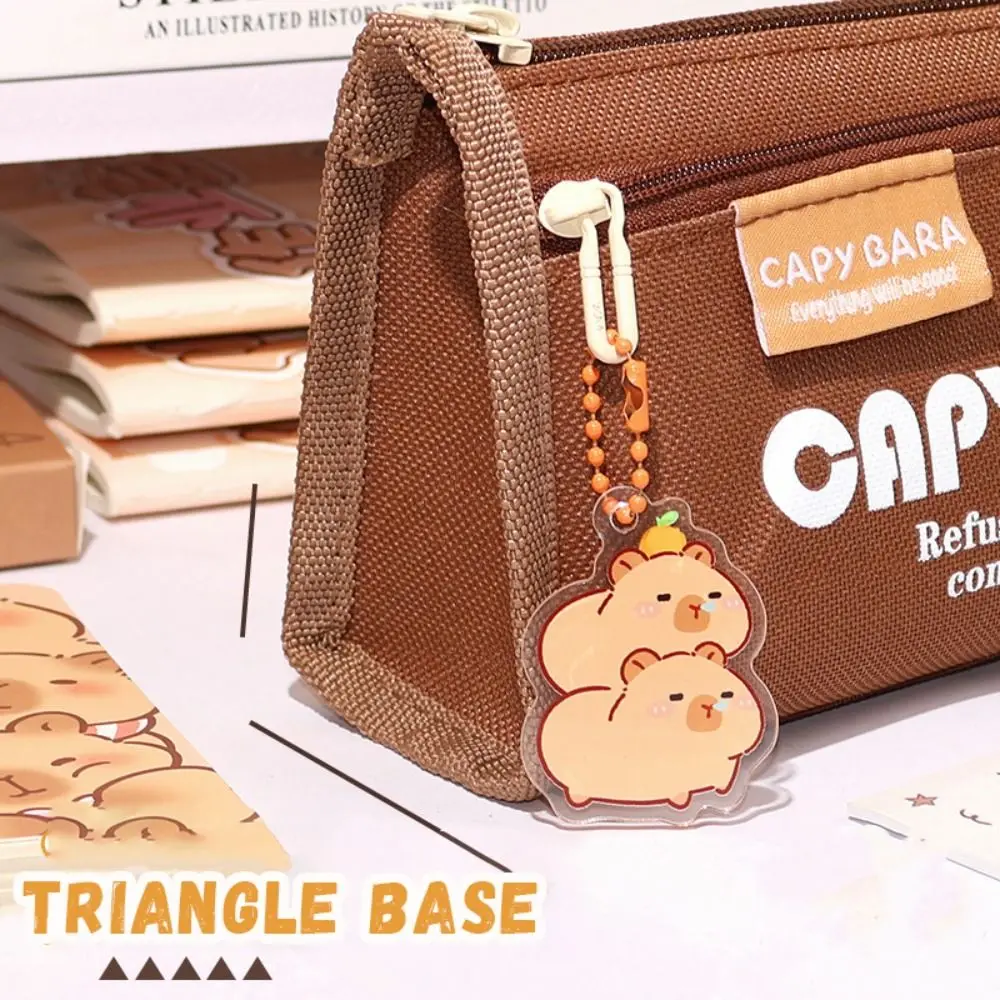 高品質キャンバスペンバッグ多層大容量鉛筆ケースカピバラ文具オーガナイザー学生