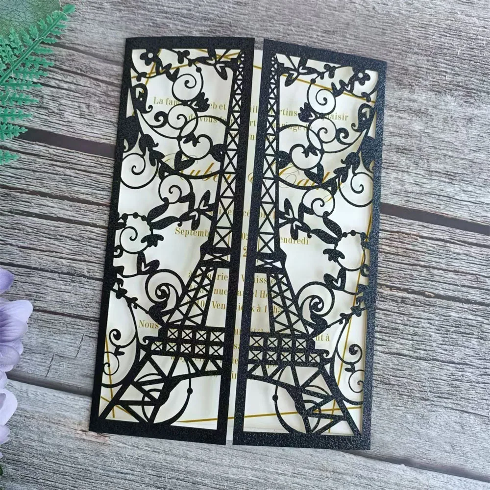 

Eiffel Tower Invitation Card For Wedding Engagement Birthday Customise Printing Greeting Card