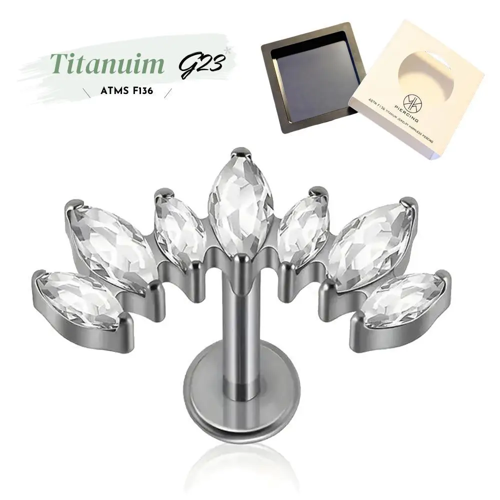 ATMS F136 G23 التيتانيوم ليف محارة اللولب ثقب المجوهرات داخليا الخيوط شقة عودة مسمار الغضروف أقراط 5A صندوق الزركون #2