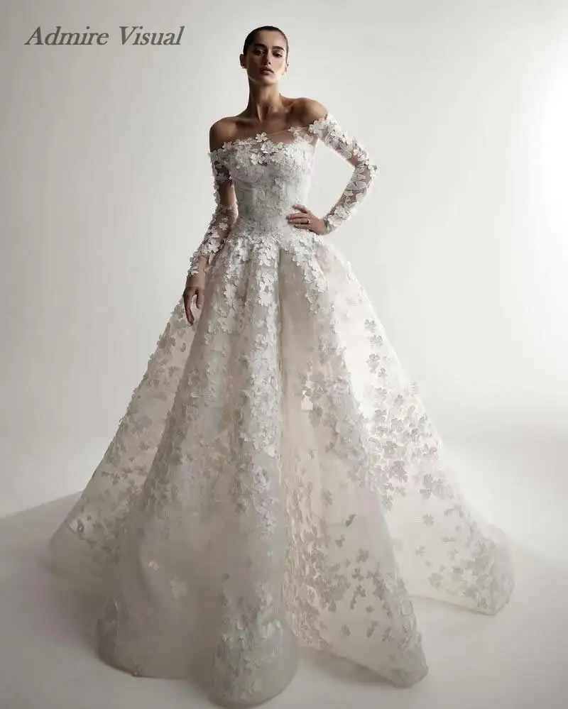 Admire Visual Customized Wedding Dresses A-Line Lace Strapless Sleeveless Customized Bride Gowns Vestidos De Novia