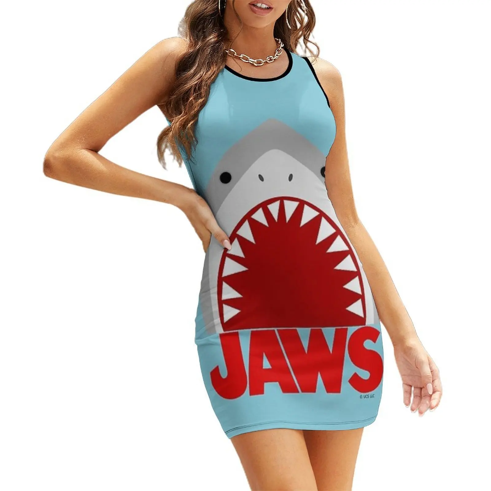 

Jaws Fan Art , Shark Jaw Open , Sharp Teeth , 1975 Classic Film Sleeveless Sundress summer clothes summer outfits for women 2025